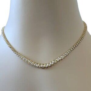 STATEMENT PIECE!  14 KARAT YELLOW GOLD 'S' LINK NATURAL DIAMOND NECKLACE BRIDAL